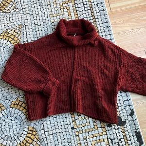 Free People cropped funnel neck chunky sweater
